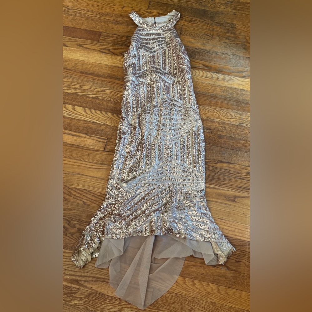 Sparkly halter high neck sequins dress